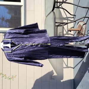 Gilligan & O'Malley Navy Blue & Olive Green Polka-dot Sleepwear Pajama Set Sz L
